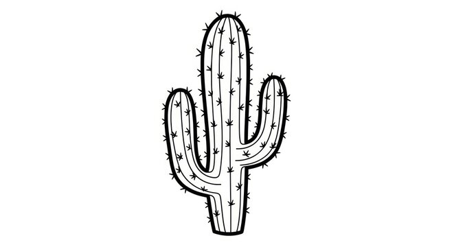 Cactus plant in desert landscape drawing.
