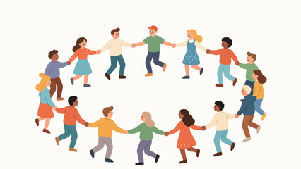 Fototapeta premium Diverse group of people holding hands in a circle