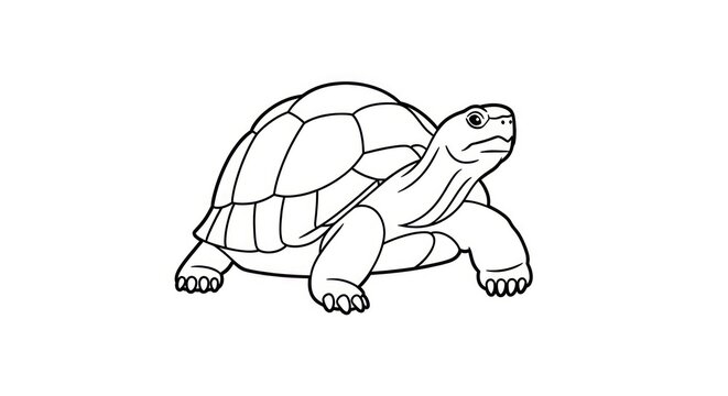 Turtle cartoon line art drawing.