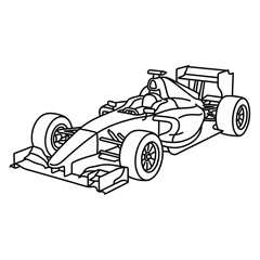 Fototapeta premium Black and white line art of a formula one race car.