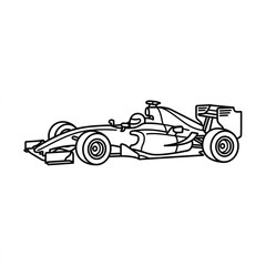 Fototapeta premium Black and white line art of a formula one race car.