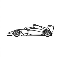 Fototapeta premium Black and white line art of a formula one race car.