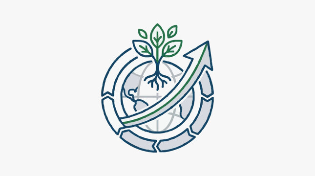 Circular Arrow and Tree Logo with Globe Design.