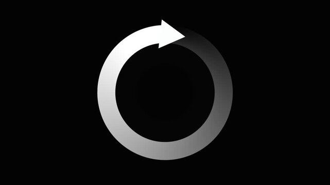 Minimalist loading spinner animation, rotating circular progress on black background, circle