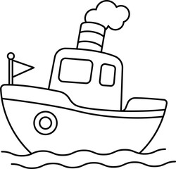 Obraz premium Boat, line drawing for coloring, educational material.