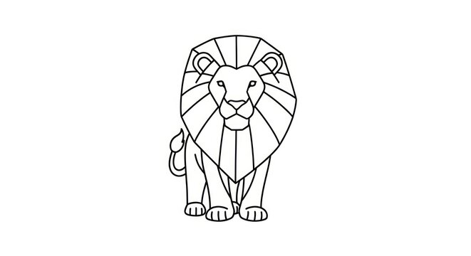 A cartoon lion standing proudly forward.