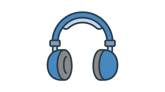 Blue Headphones Isolated on White Background.