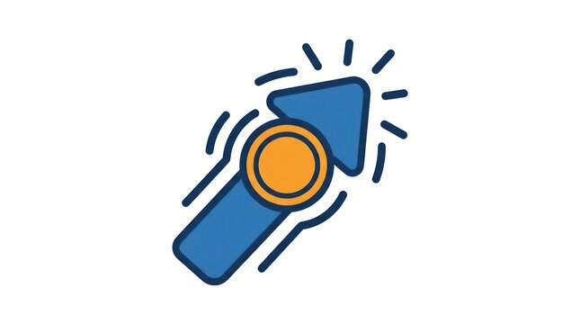 Blue fast moving speed arrow icon.