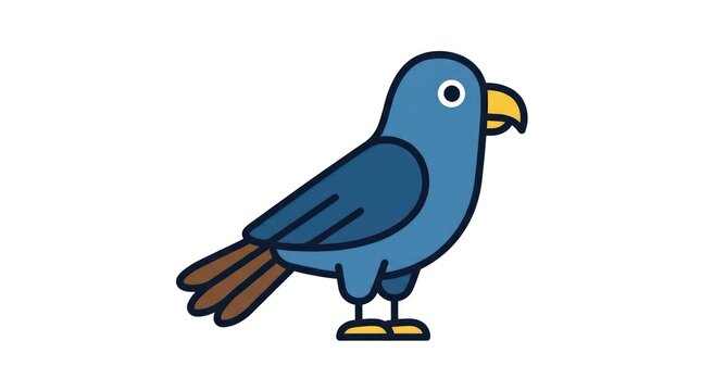 Cartoon blue bird standing alone.