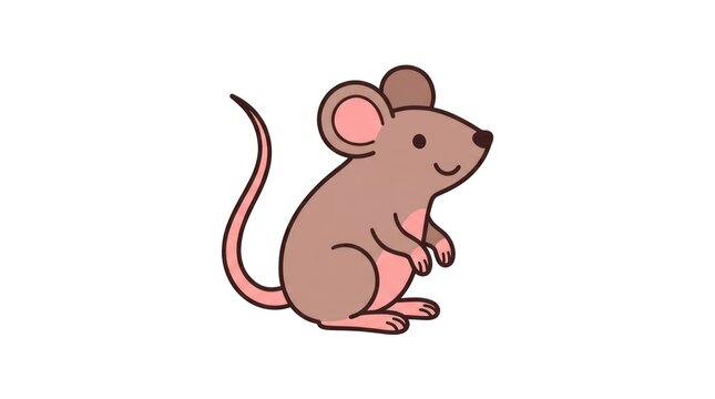 Cute cartoon mouse sitting upright.