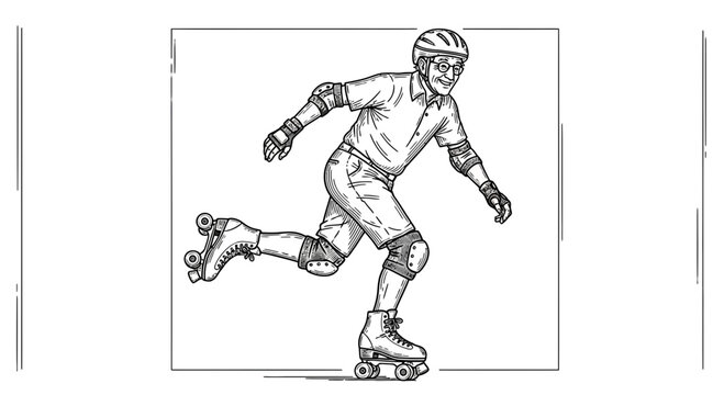 man in-line skating with protective gear