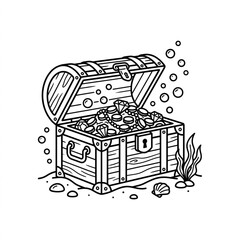 Open treasure chest filled with gold coins and jewels. © Ra