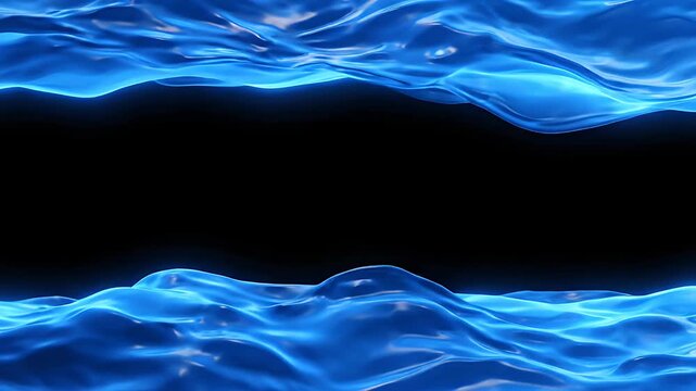 Glowing blue waves framing a central black display area