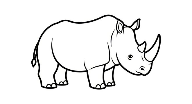 Black and white rhinoceros standing still.
