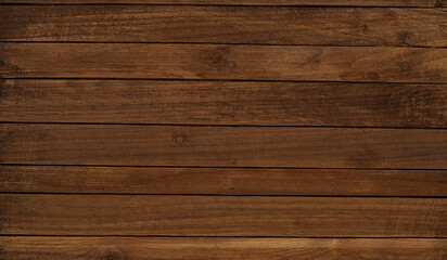 Fototapeta premium Rustic dark brown wooden plank background surface with background, material