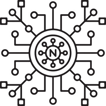 Network, Connection, and Node Line Icon