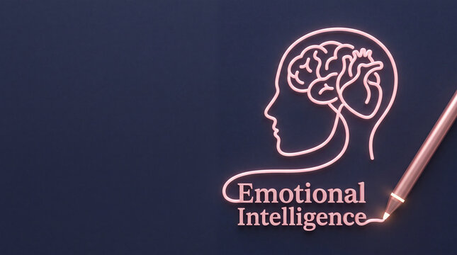 Business professional enhancing emotional intelligence skills. Mindful leader developing EQ for workplace success and team collaboration.