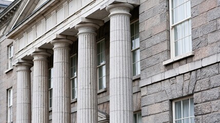 Obraz premium Grand Neoclassical Stone Building Facade with Classical Columns and Windows