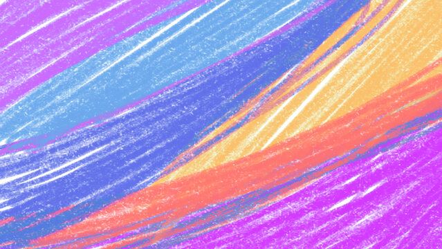Bright abstract artistic background with hand drawn colorful chalk pastel strokes.