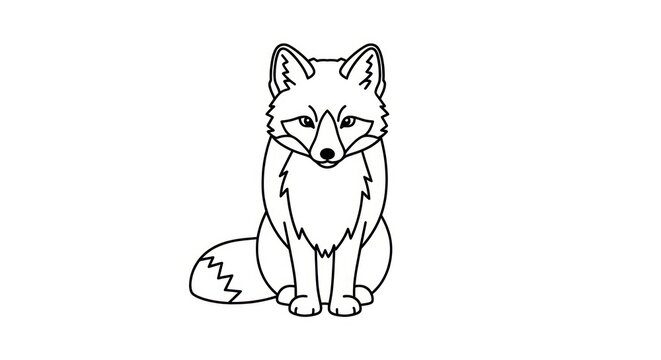Cartoon red fox sitting down.