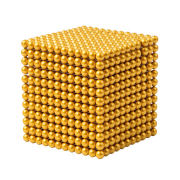 Montessori golden bead cube. Educational math material for teaching decimal system.