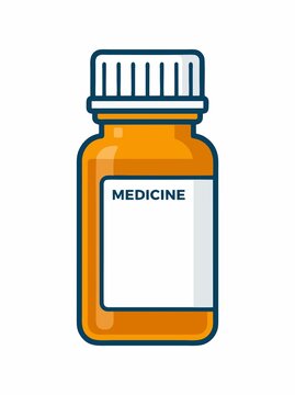 Prescription Medicine Pill Bottle Vector Illustration with Blank Label for Medical and Healthcare Design.