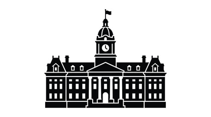 Fototapeta premium Town hall building silhouette on a white background