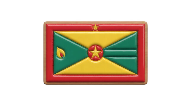 A small metal pin featuring the national flag of Grenada with a transparent background