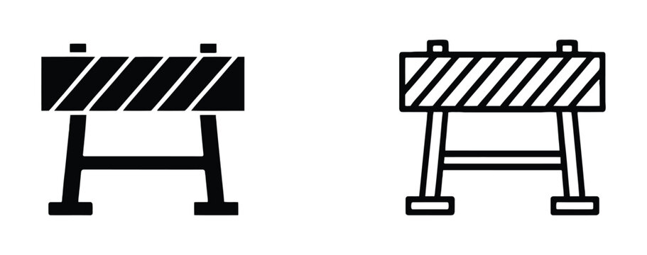 construction barricades in different line styles for design and illustration purposes roadblock signs for warning and diversion