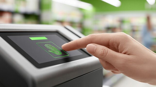 Close-up of a Finger Scanning Biometric Fingerprint Reader for Secure Identification and Access Control