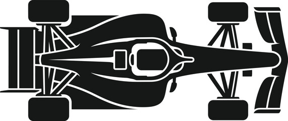 Fototapeta premium Top view formula racing car silhouette vector illustration isolated for motorsport, automotive, speed, and race track design projects