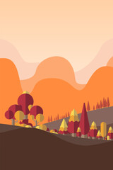 Fototapeta premium Orange botany flat forest vector