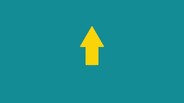 Yellow arrow pointing up animation. Download sign on green screen.4K video. Dow direction arrows symbol. arrow button icon or swipe-up arrow signal animation. download icon sign. on a white background