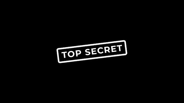 Vintage top secret file folder with bold red stamp, aged papers, and retro espionage aesthetic. Motion graphics of document concept.