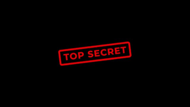 Vintage top secret file folder with bold red stamp, aged papers, and retro espionage aesthetic. Motion graphics of document concept.