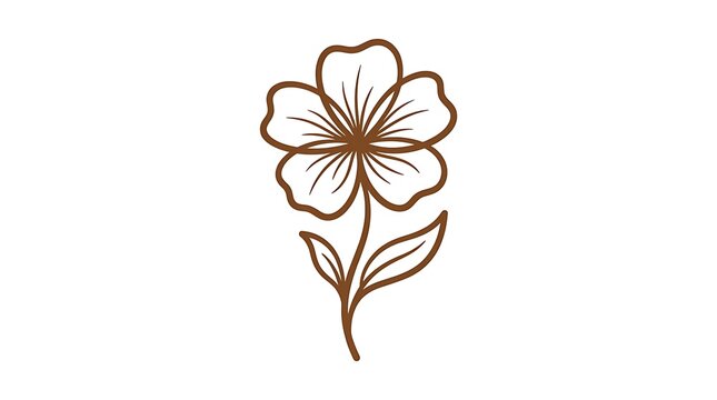 Minimalist hand drawn flower line art sketch with botanical minimalist isolated illustration