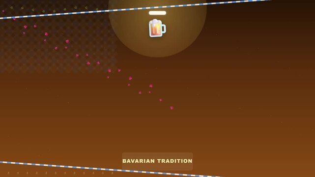 Oktoberfest Festival Background with Beer Icon and Falling Autumn Leaves