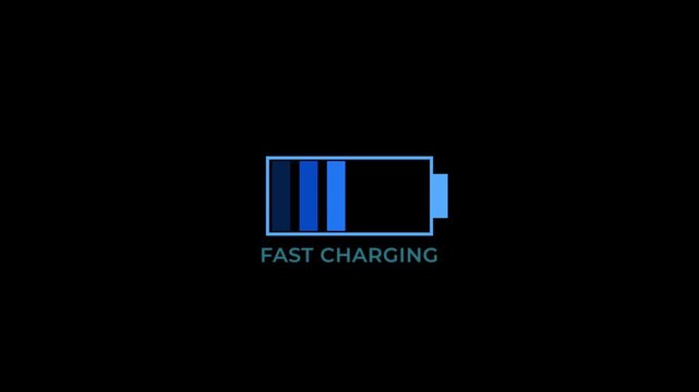 fast charging battery animation quick power boost indicator energy transfer electronic device rapid recharge concept blue hud graphic element modern technology symbol