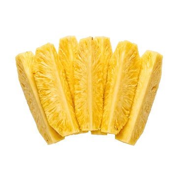 Fresh pineapple wedges isolated on white background
