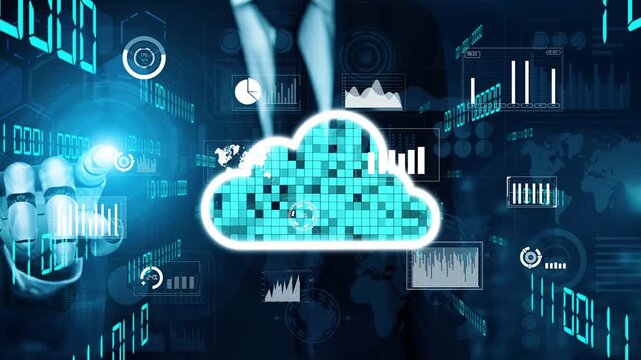 A businessman engages with advanced digital technology, utilizing cloud computing and data visualization to enhance business strategies and innovations. Xenic