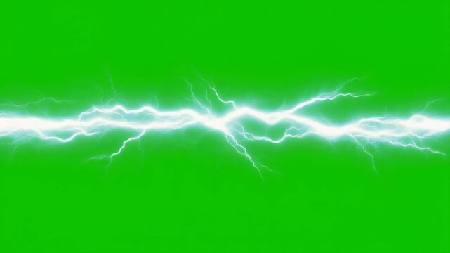 Electric lightning bolt on green background.