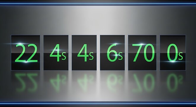 Digital scoreboard displaying numbers in green against dark background.