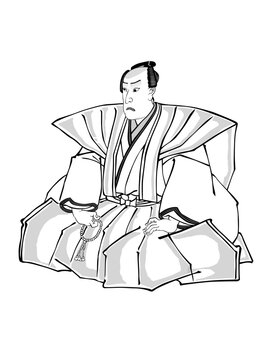 裃を着て数珠を持つ武士　その1
