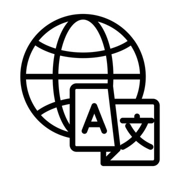 Global Language Translation Document Icon Line Style