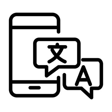 Smartphone Language Translation App Icon Line Style