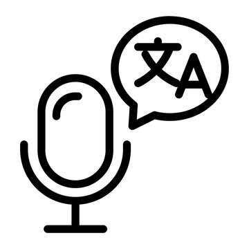 Microphone Voice Language Translation Icon Line Style