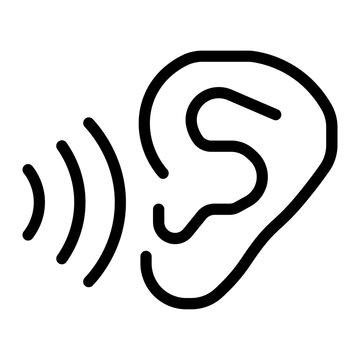 Ear Hearing Sense Sound Waves Icon Line Style