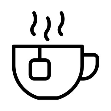 Hot Tea Cup with Teabag Icon Line Style