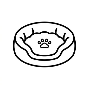 Illustrated Dog Bed with Paw Print Design.