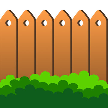 wooden fence with green grass vector illustration